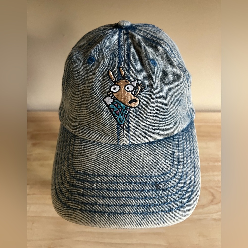 Blue Denim Cap with Embroidered Rocko!